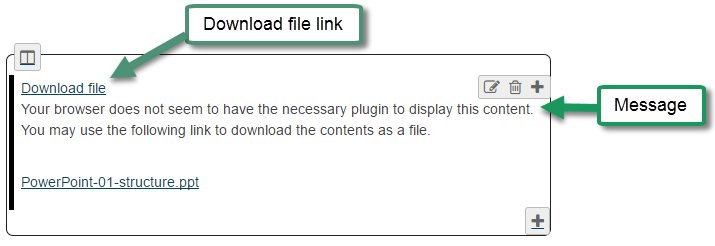 Displays sample "Download file" link and message